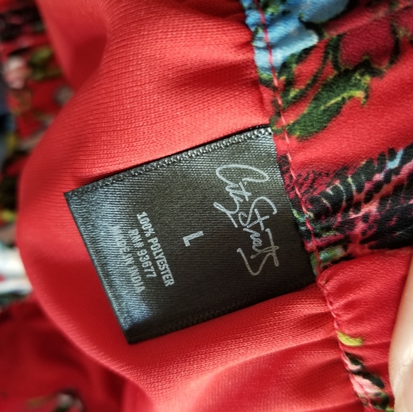 City Streets Red Floral Parrot Tropical Bell Dress - Picture 6 of 6